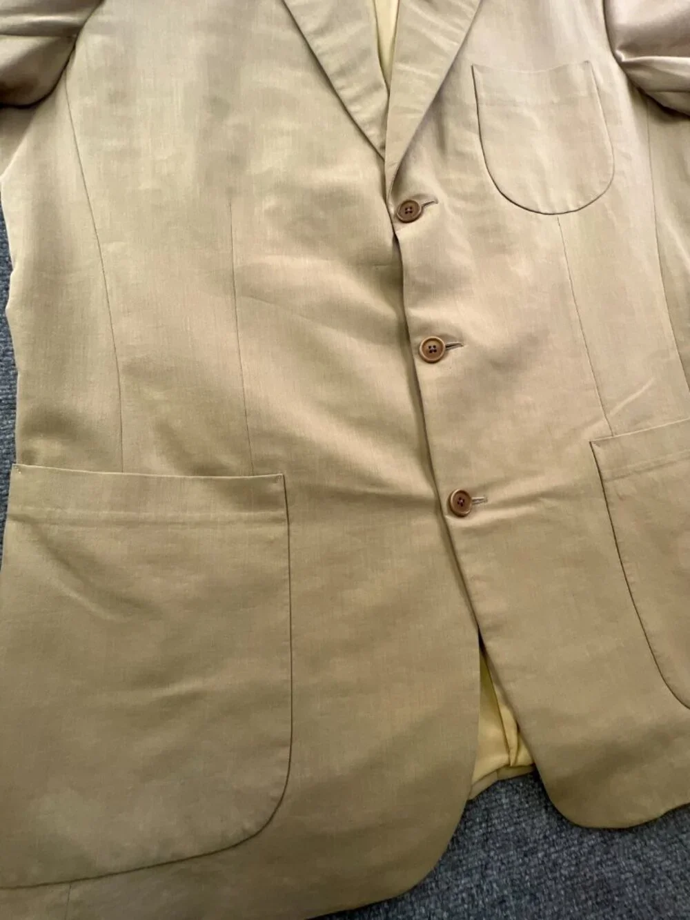 Samuelsohn Blazer Mens Tan 44L Long Wool Cotton Blend Suit Jacket Adult